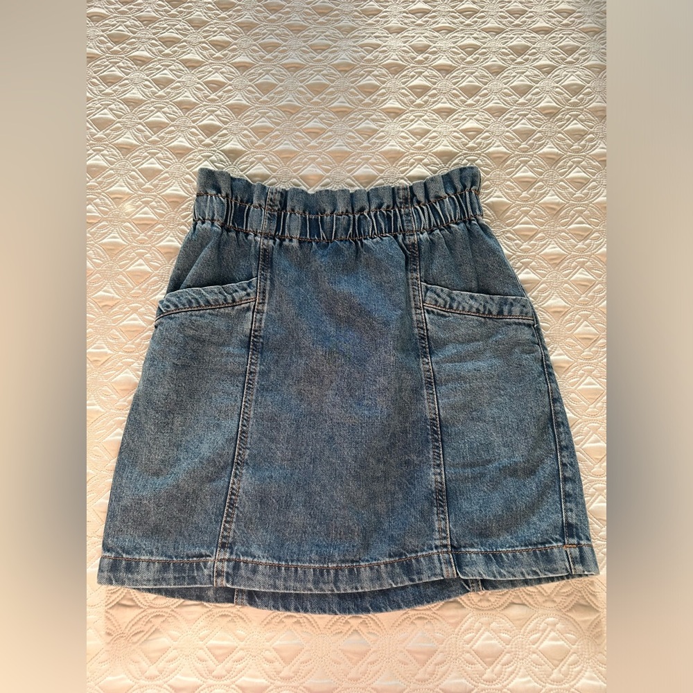 Dynamite Paperbag High-Waisted Denim Mini Skirt